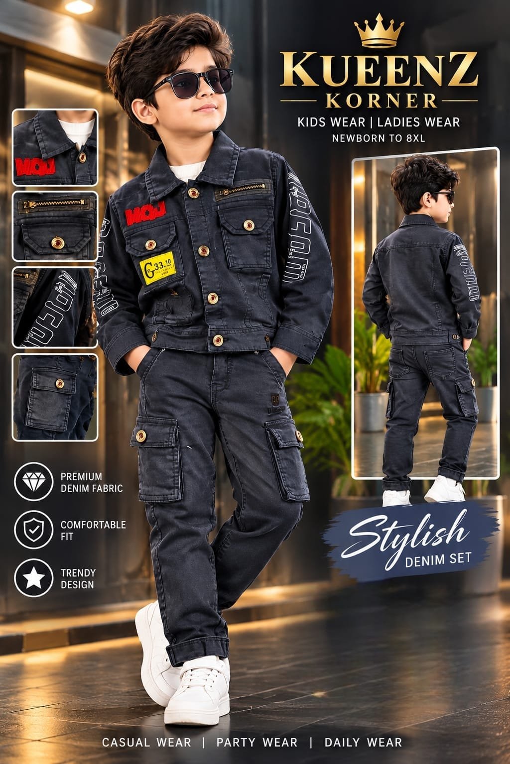 ✨ STYLISH DENIM CARGO SET – KUEENZ KORNER ✨
