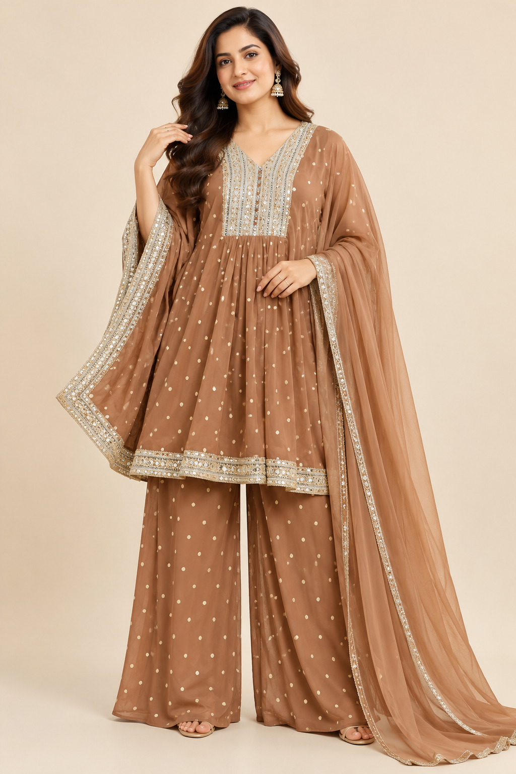 Stylish kaftan suit with stunning embroidery
